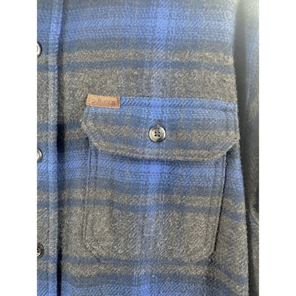 Orvis Blue Plaid Flannel Shirt Jacket Heavy Cotton Pockets Shacket Men's Size L - Picture 6 of 15